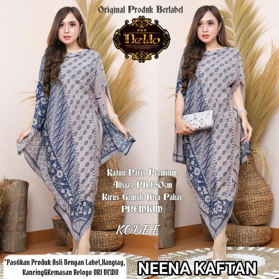 COD Kaftan Batik Neena Sinaran / Dress Batik Solo / Baju kondangan wanita / Kaftan Batik Jumbo Solo bahan katun paris