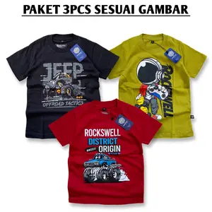 Baju Anak Laki - laki Paket 3pcs Motif Superhero Usia 4 - 14 tahun bahan Cotton sablon plastisol Kulon Patrol kids Distro Laki-Laki Canvas Fashion daily uk.m Kaos