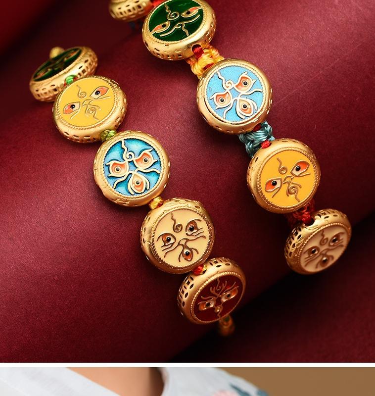 Product Introduction of Colorful Braided Rope Tibetan Woven Five Gods of Wealth Carrying Strap Handmade Woven Cotton Thread Bracelet Men's and Women's Ornament 10