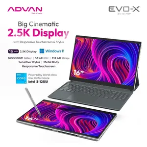 (Free Stylus Pen + Keyboard Magnetic) ADVAN Laptop 2 in 1 Evo-X 16 Intel Core i3-1215U 12GB/512GB 2.5K IPS 100% SRGB W11
