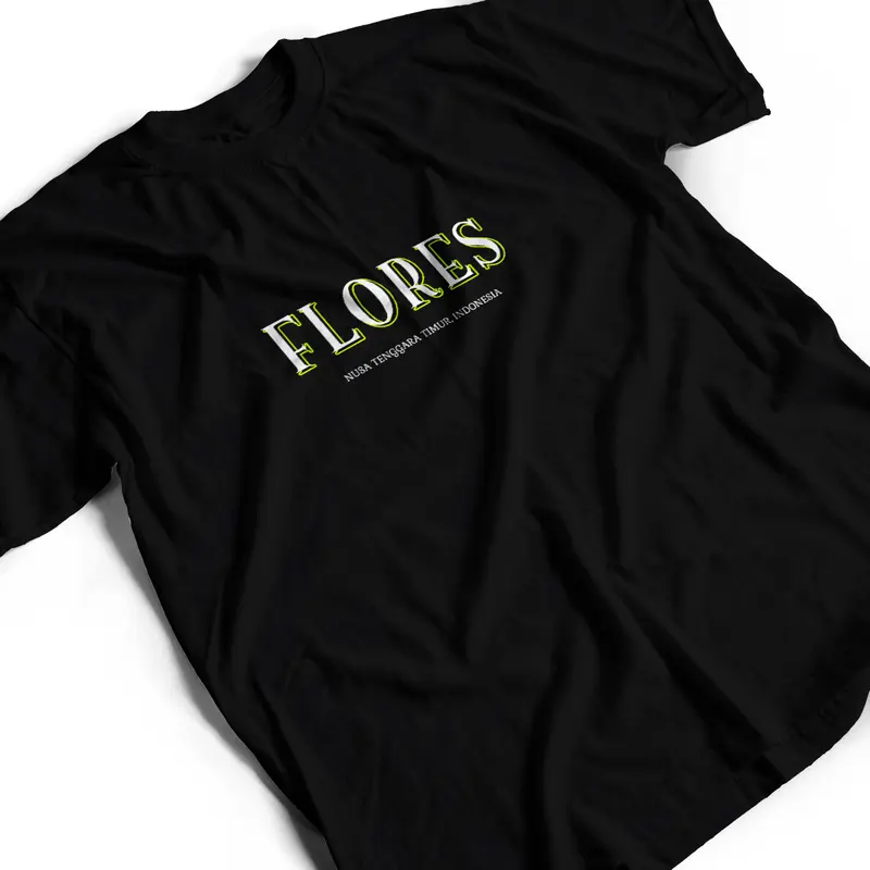 Kaos Cowok Distro Oleh-Oleh Liburan FLORES NTB Baju Pria Sablon Polos Katun Combed 1