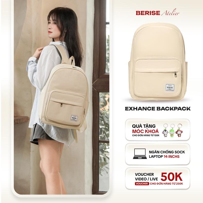  Balo vải Exhance Berise Unisex đựng vừa lap 15.6 inch trượt nước phù hợp đi học đi làm 