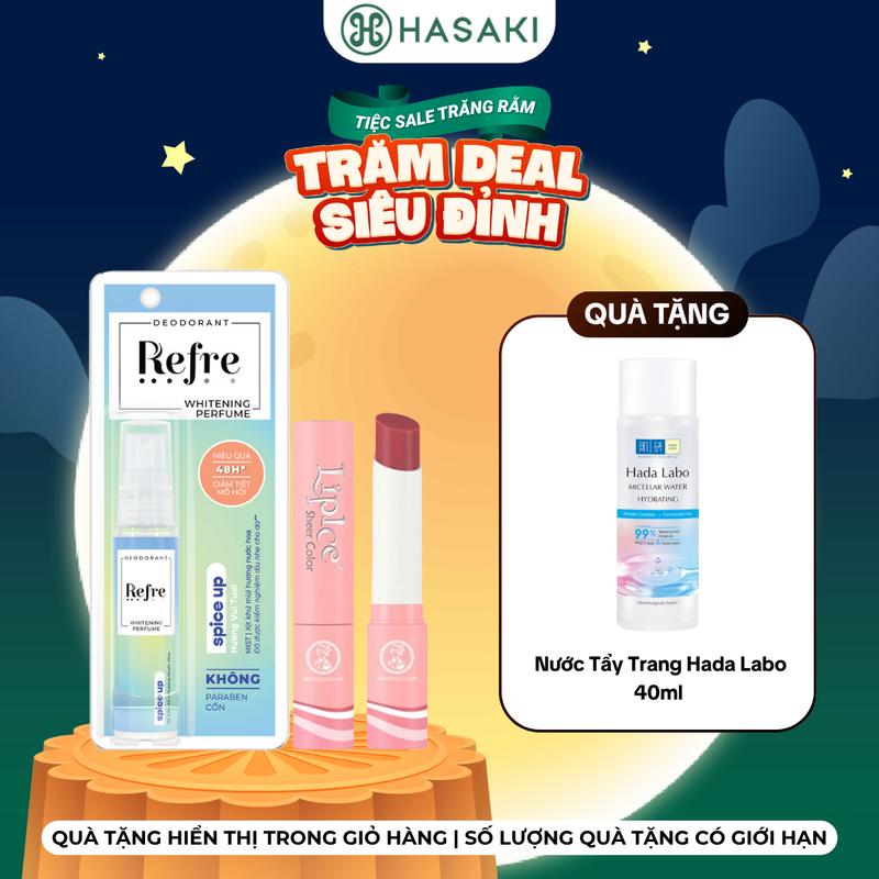 [MUA 1 TẶNG 1] Combo Son Dưỡng LipIce Hiệu Chỉnh Sắc Môi Hồng Đất + Xịt Khử Mùi Refre Hương Vui Tươi 2.4g+30ml | HASAKI BEAUTY