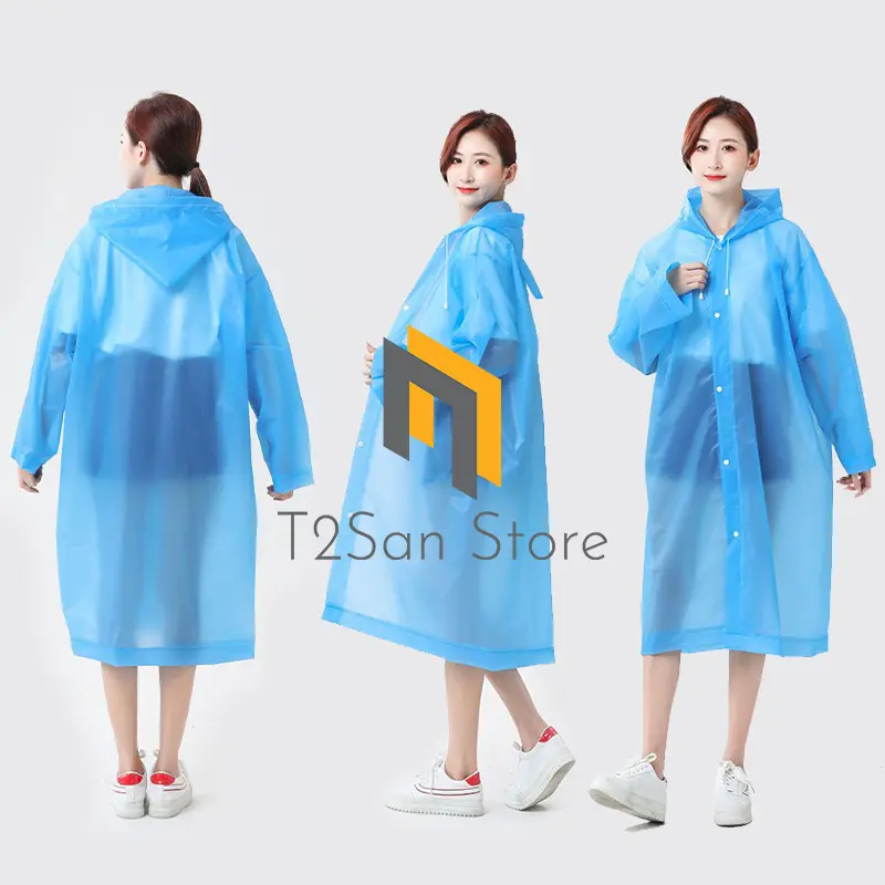 Jas Hujan Terusan Polos EVA Premium Raincoat Unisex Dewasa Transparan 3