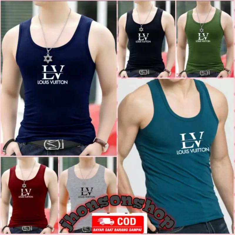 kaos singlet {.LV.} . T. distro t-shirt Catton murah & tebal tersedia ukuran M.L.XL.XXL