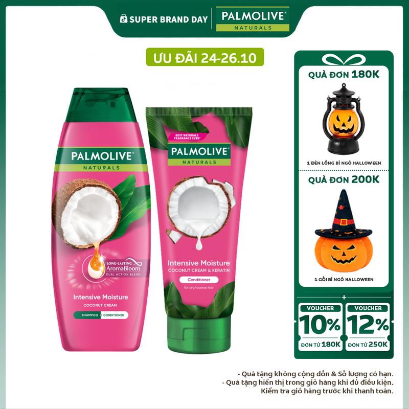 Bộ Dầu gội và Dầu xả Palmolive chiết xuất thiên nhiên & keratin cho tóc mềm mượt, lưu hương bền lâu 180ml