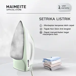MAIMEITE Setrika Tapak Non-Stick, Ujung runcing dengan alur kancing, seterika setrikaan gosokan baju