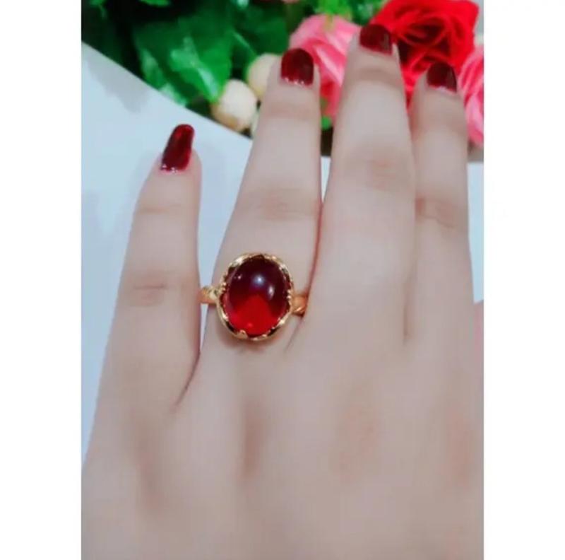 Product Introduction of Cincin Batu Merah Gold Perhiasaan wanita Terbaru Elegan Tahan Karat 2