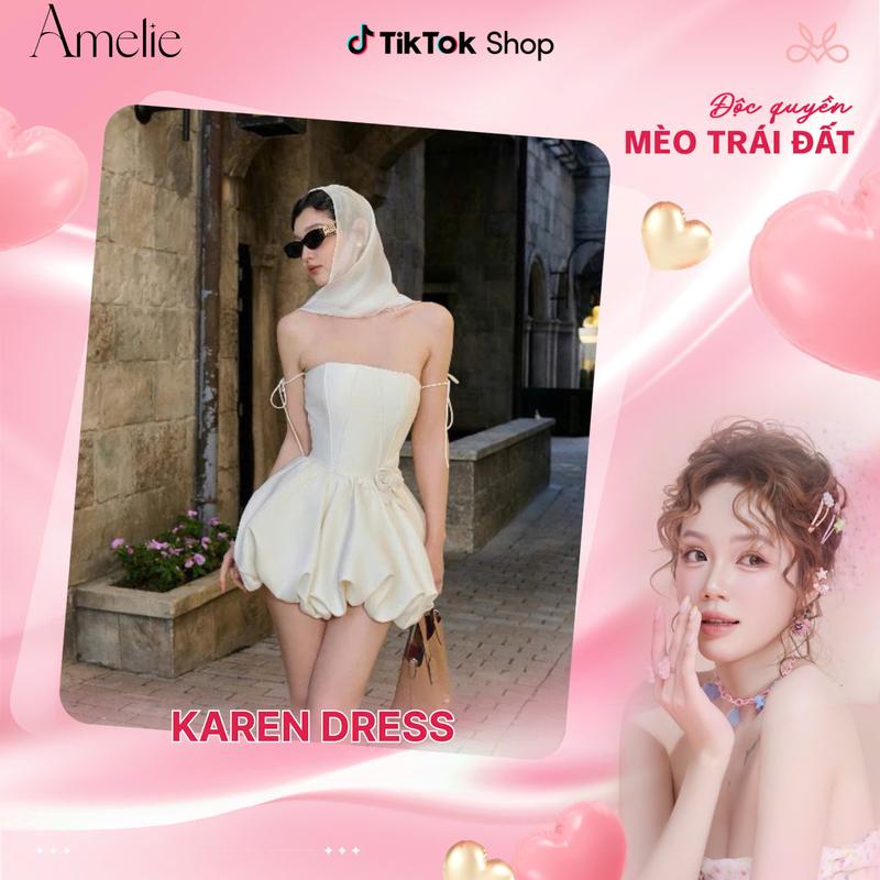 AMELIE - Váy cúp ngực dáng bí đính hoa  - Karen Dress