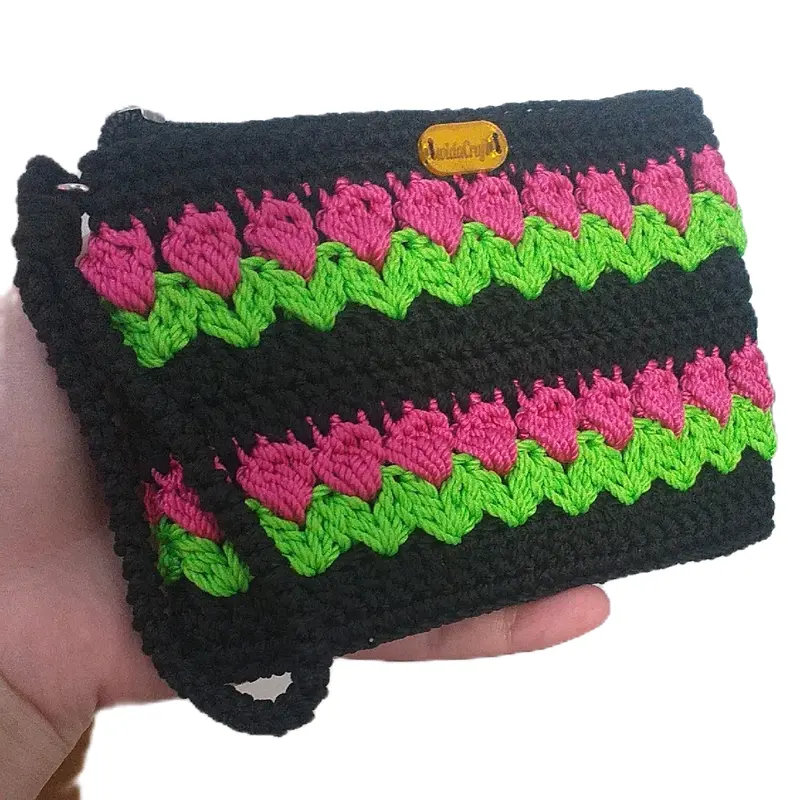 dompet koin rajut bunga tulip Kartu Uang 0
