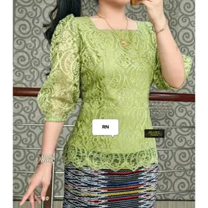 Blouse Kebaya Brokat Model Tangan Balon Terbaru/Kebaya lengan balon/kebaya pesta mewah/Kebaya wisuda Mewah Cantik dress Atasan Renda Wanita Baju Kondangan Mutiara