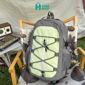 MODALE Schoolbag Ransel Bahu Patchwork Warna Kontras Ringan Kapasitas Besar Anti Air Kantong Gelas Samping Reflektif Muat Laptop 14 Inci Pria & Wanita Pendaki Untuk Mendaki Trekking Perjalanan Singkat