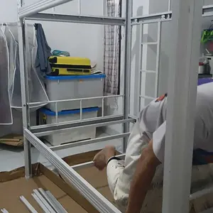 JF-Tempat Tidur Susun Besi untuk Rumah, Tempat Tidur Anak Asrama Perguruan Tinggi, Meja Kabinet Besi Kasur Furniture