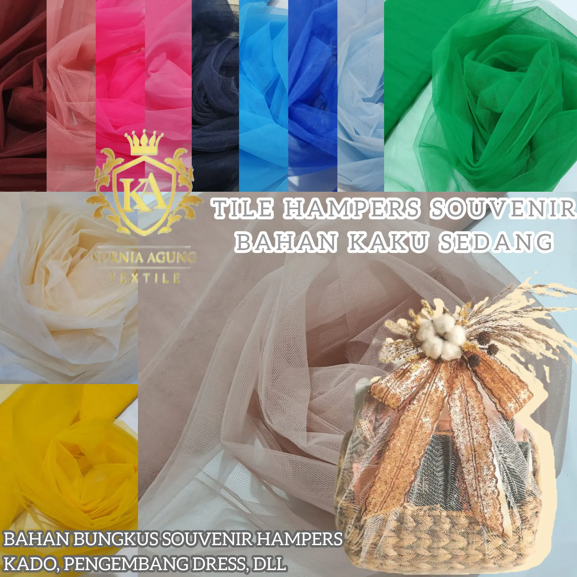 Kain Tile Polos Souvenir PER 5 METER Bahan Kasar Kaku Sedang Meteran Premium Lebar 1.25cm Bahan Bungkus Souvenir Hampers Seserahan Kado Kantong Tile Pengembang Dress Dll