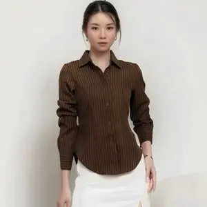 LUNA STRIPE KEMEJA FITTED // BAJU ATASAN WANITA WISPIE // BAJU ATASAN WANITA SALUR // BAJU ATASAN WANITA SLIM