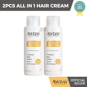 [BELI 2 LEBIH HEMAT] AWDAY All in 1 Hair Cream Tanpa Bilas 100ml - Conditioner, Mask, Vitamin, Serum, Sun Protection