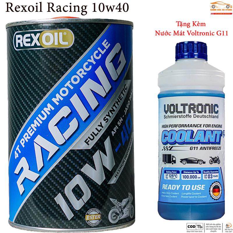 Dầu Nhớt Xe Số Và Tay Côn Rexoil Racing 10W40 Tặng 1 Chai Nước Mát Voltronic G11