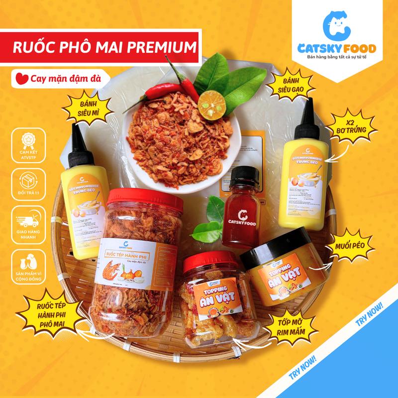 Bánh Tráng Phơi Sương Combo Ruốc Tép Phô Mai Bơ Trứng - Catsky Food - Ruốc Tép Khô Hành Phi Lắc Phô Mai Thơm Ngon, Ăn Vặt Snack Food Combobanh Trang Tuổi Thơ