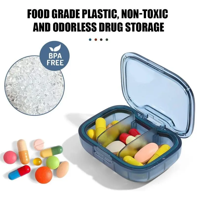 Kotak Obat Mini Portabel Kotak Obat Kecil Kotak Kemasan Penyimpanan Pil 3 Grid cutenery