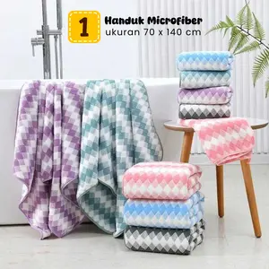 PROMO RAMADHAN 1 PCS HANDUK MANDI DEWASA BAHAN MICROFIBER UKURAN 70 x 140 CM COCOK HADIAH LEBARAN