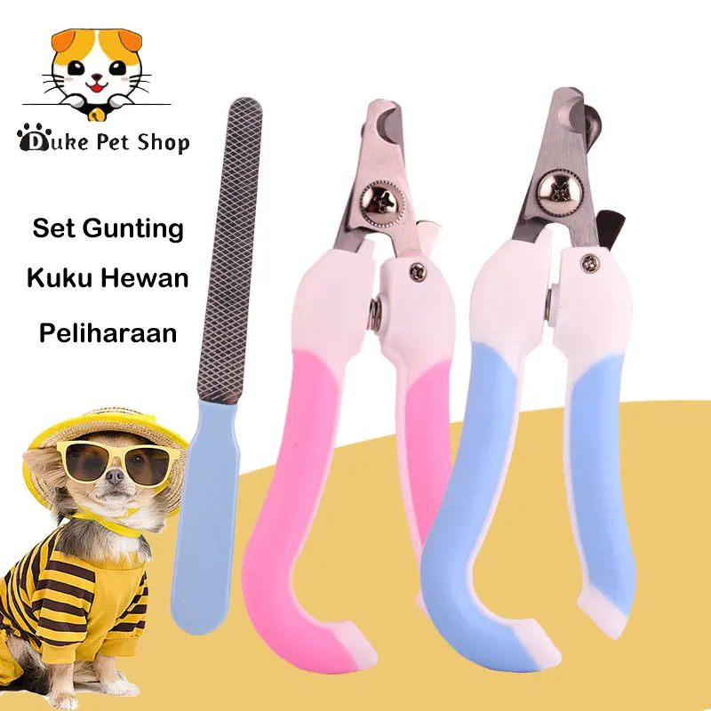 Gunting Kuku Kikiran Kucing Anjing Tanpa Sakit Set Hewan Kelinci Baja Tahan Karat Pangkas Cakar