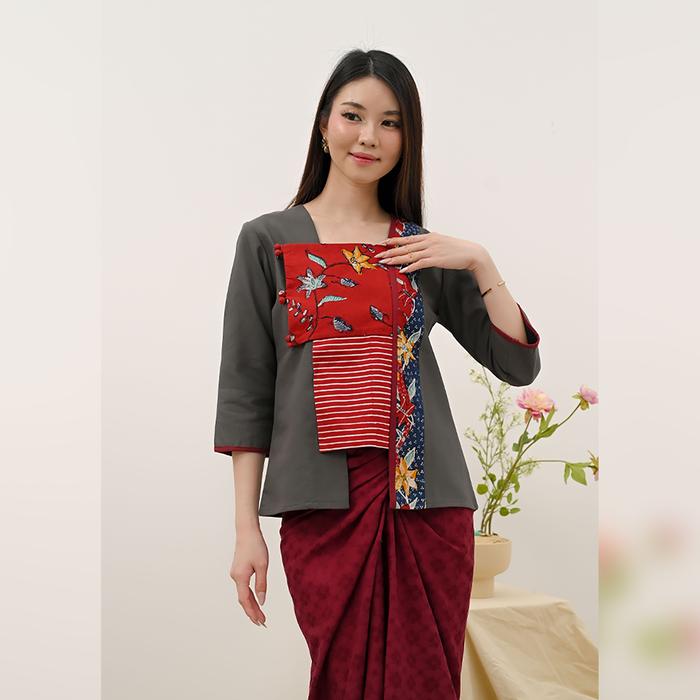 Gambar NONA RARA - Kebaya Stacato Tulis Betawi T4241, Baju kerja batik kebaya wanita moder - XL dari Nona Rara Batik Kota Administrasi Jakarta Timur Tokopedia