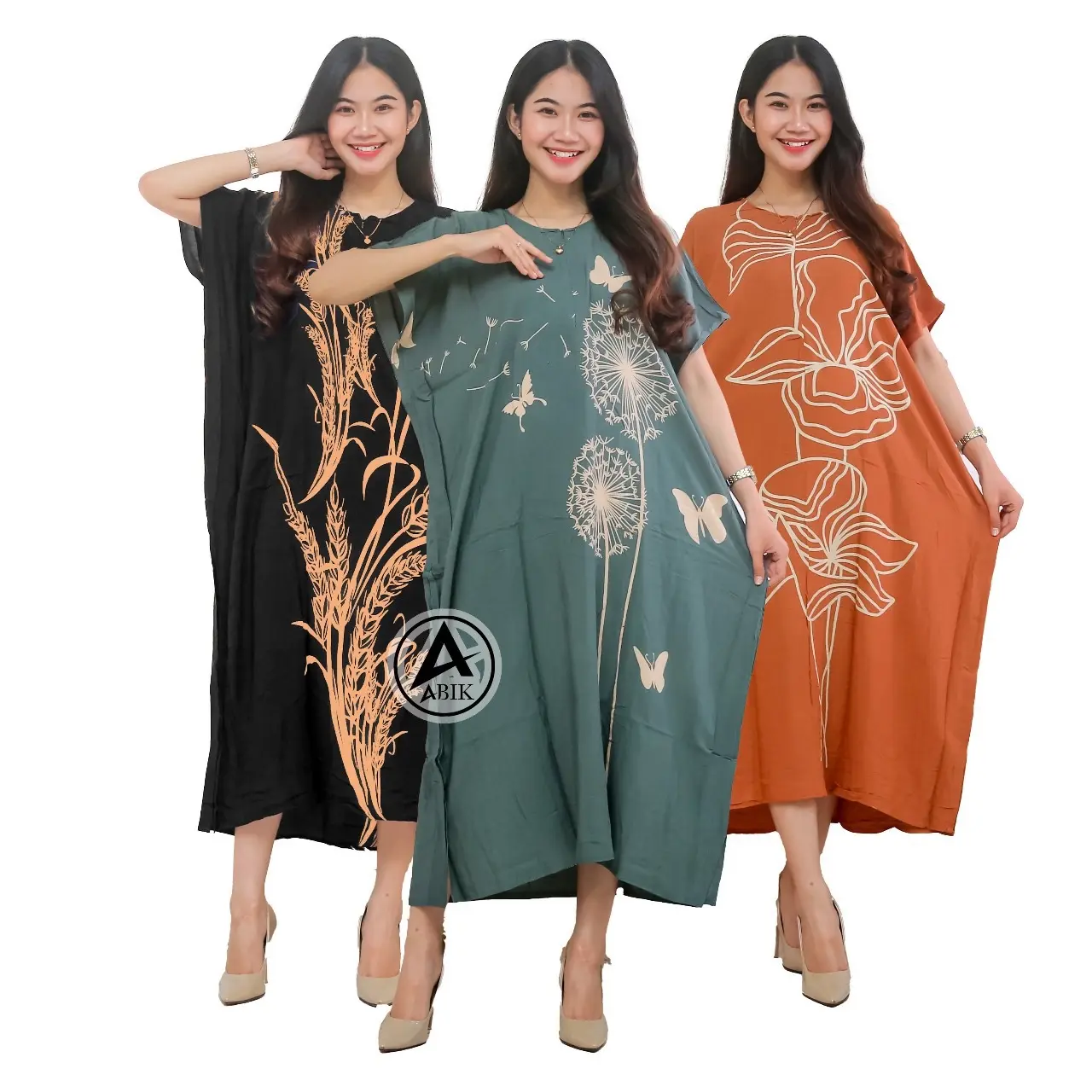 Paket 3pcs daster jumbo lowo rayon Bumil Busui resleting adem Hamil Wanita Ibu