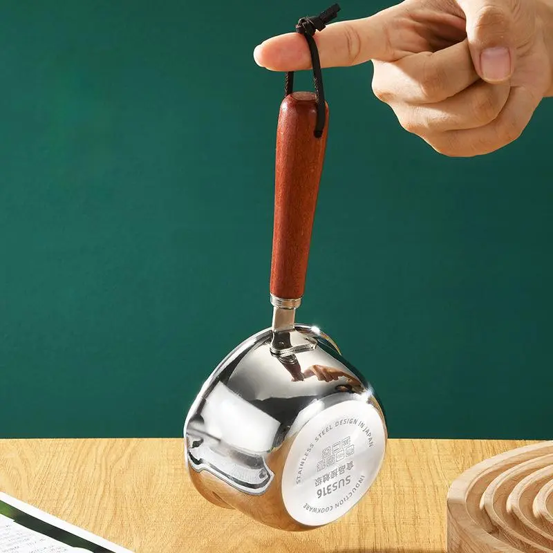 Stainless steel oil-splashing small pot thickened kitchen oil-splashing pot flat-bottomed hot oil small pot mini auxiliary food oil-splashing small pot