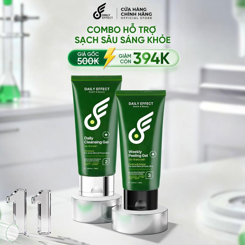 Combo Sữa Rửa Mặt + Tẩy Tế Bào Chết Cho Da Dầu Mụn - DAILY EFFECT 120ml + 120ml