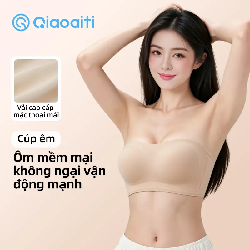 Qiaoaiti Áo ngực không dây – Thoải mái chống trượt, nâng mát và hỗ trợ liền mạch cho cổ hở 2382