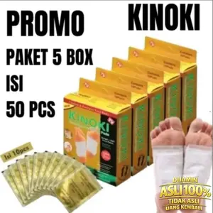 PAKET HEMAT 5 BOX KINOKI 50 Pcs - KINOKI GOLD DETOX KOYO KAKI ASLI HERBAL ORIGINAL unicode pad Foot Ginger