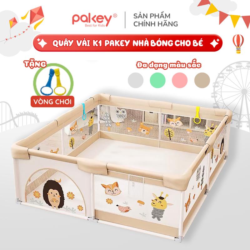 Quây Bóng Cho Bé Pakey, Quây Vải Nhà Bóng rào chắn Cho Bé, Khung Inox Dày, Dễ Dàng Tháo Lắp, Bảo Hành Chính Hãng Đồ Chơi Trẻ Em