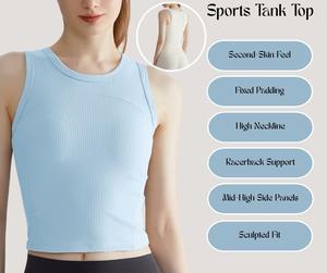 Sports Tank Top – Built-in Fixed Pads, High-Impact Shockproof, Stylish for Training & Yoga[YA75]