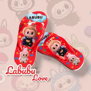 LABUBU Sendal Anak Cewek Karakter Lucu Love Bahan Nyaman Fashion Terbaru Size 21-35 Made In Indonesia