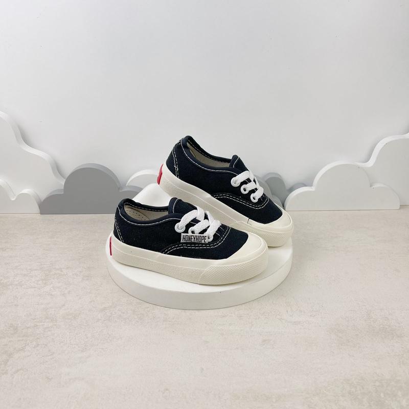 HONEYHOPE Sepatu Basic Anak Laki Laki Dan Perempuan Hitam Putih Tali Auth Fashion Anak 0
