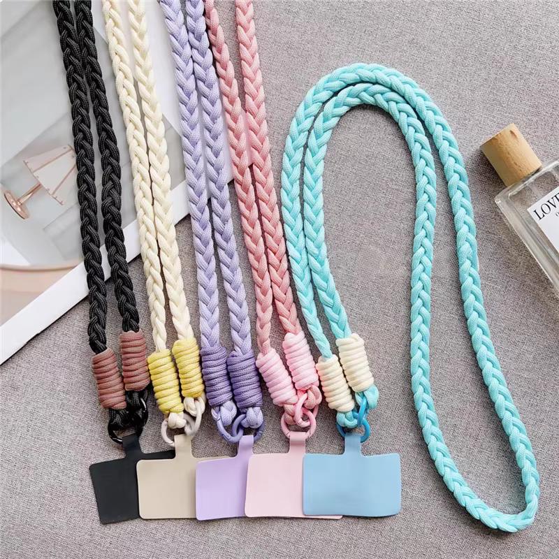 【hot】 Women Crossbody Mobile Phone Lanyard Ponytail Braided Hanging Rope Outdoor Travel Cellphone Case Chain Camera Shoulder Strap