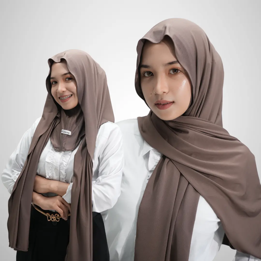 ALZENA Pashmina Inner Jersey Menutup Leher Pashmina Inner Mleyot Hijab Pashmina Inner Jersey Premium, Hijab Oval Cantik