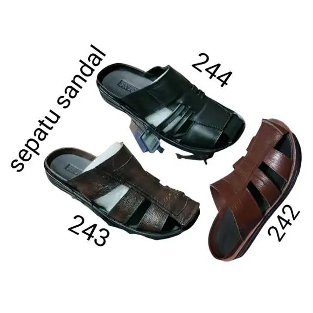 PREMIUM (READY) terjamin Sepatu selop pria putih kulit asli/sendal sepatu casual sol karet kuat dan yaman (BISA COD ) murah terlaris 1