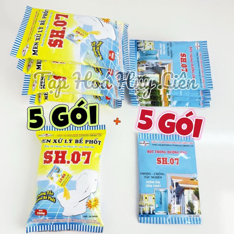 Combo 10 gói 5 Gói Bột Thông Tắc sh07 + 5 Gói Men Xử Lý Bể Phốt sh07 Tặng 1 Gói