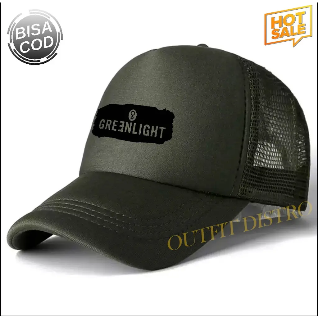 COD Topi distro Greenlight Pria Wanita Terkeren Logo Hitam Premium Quality - Topi Trucker Jaring Good Quality