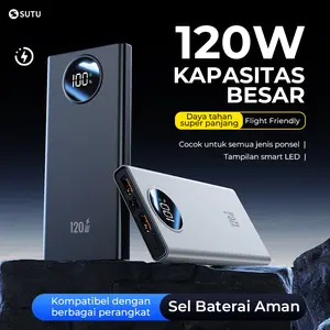 【SUTU】120W Super Fast Charging Power Bank LED Display Powerbank 20000mAh Dual Output Port USB & Type-C Garansi