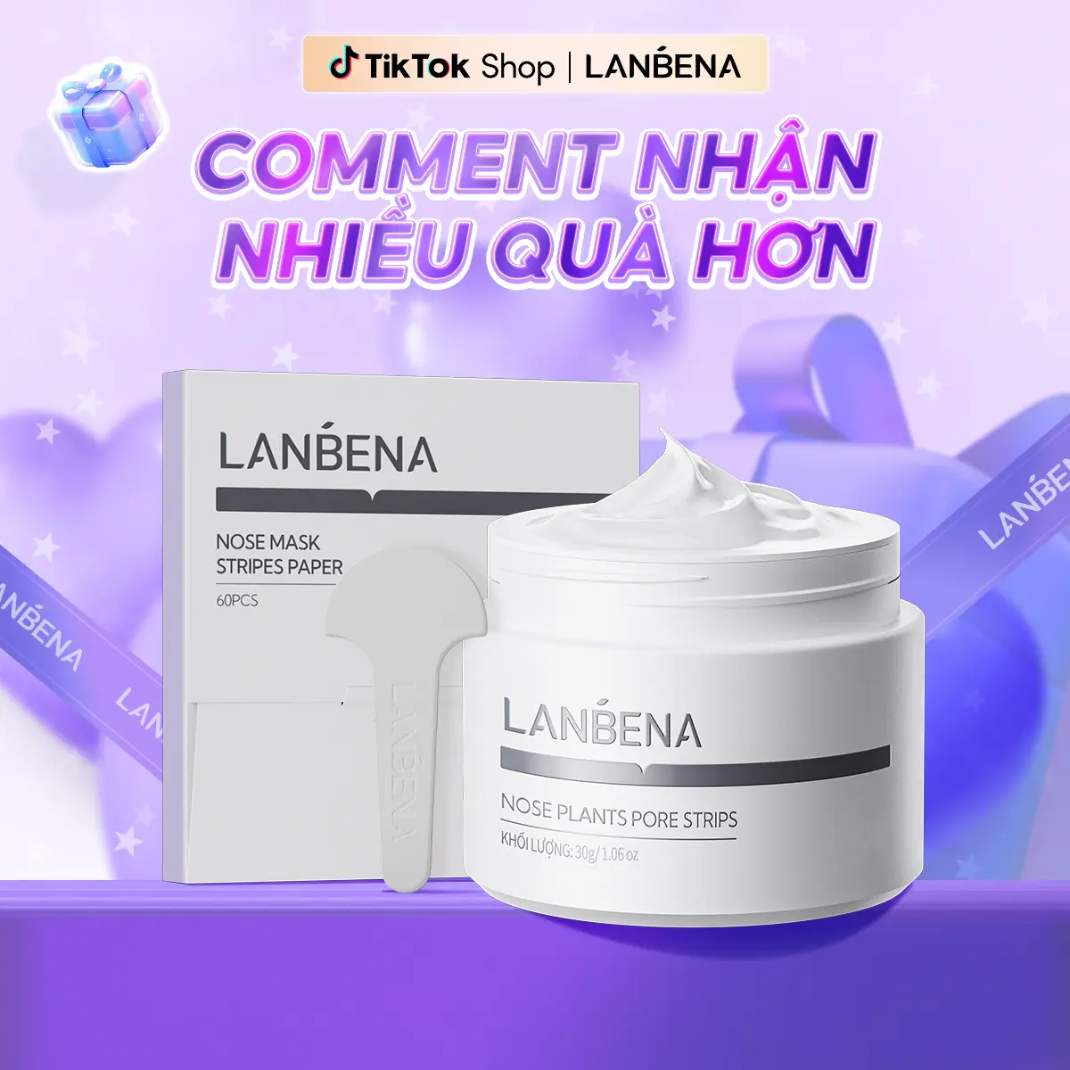 【LIVE】Mặt Nạ Lột Mụn Hỗ Trợ Giảm Mụn Đầu Đen LANBENA, Phiên Bản Nâng Cấp 2.0 Kèm 60 Giấy Lột Mụn, Hỗ Trợ Làm Sạch Sâu Mụn Đầu Đen Mụn Đầu Trắng Lỗ Chân Lông, Thích Hợp Cho Mọi Loại Da Skincare Nữ 30g