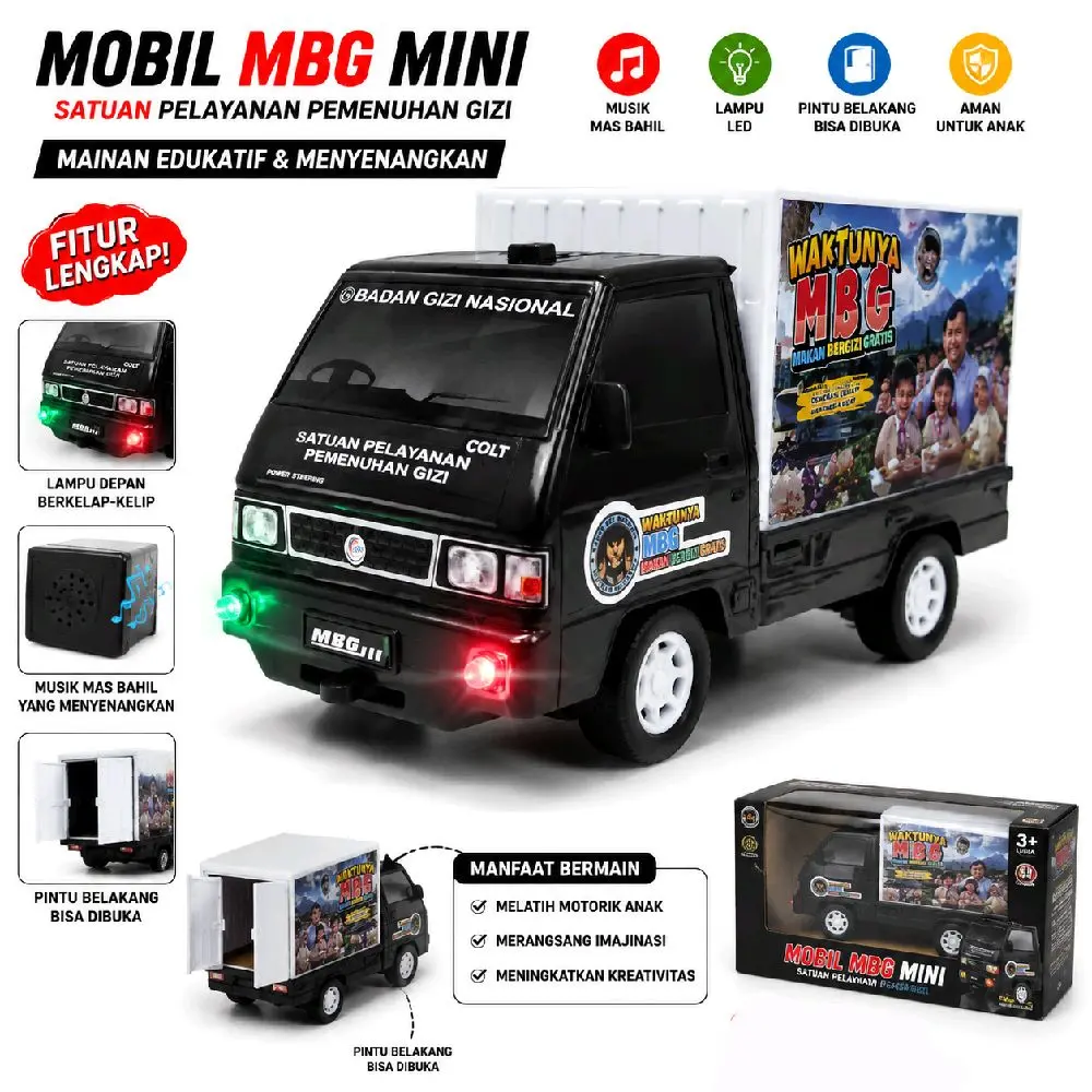 Mainan Mobil truk MBG mini ada lampu dan musik mas bahlil Anak