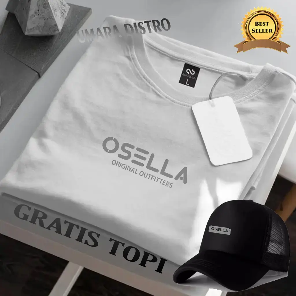 BELI BAJU GRATIS TOPI...!!! Kaos Distro Lengan Pendek Osella Orey Text Silver Kaos Pria Dan Wanita Premium Kaos unisex Kaos oversize Terkini