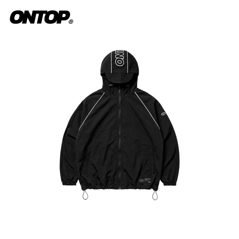 Áo khoác gió chống nắng có mũ ONTOP vải dù nhăn 2 lớp cản gió kèm dây rút tiện lợi Contour Jacket | O-AK20
