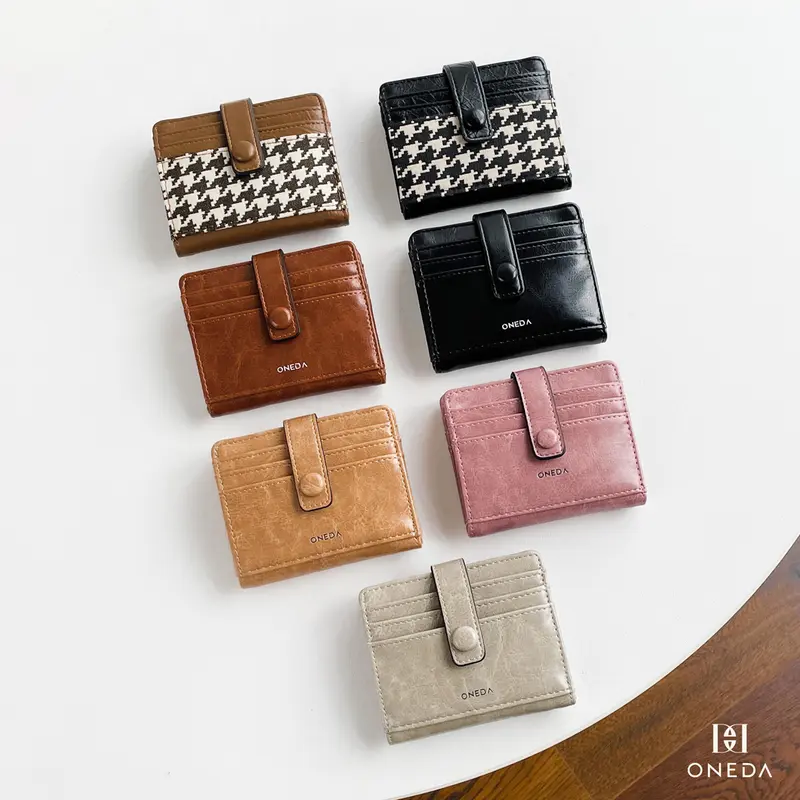 Oneda Liora Dompet Lipat Kartu Pria Wanita #W211 Pink Uang 1