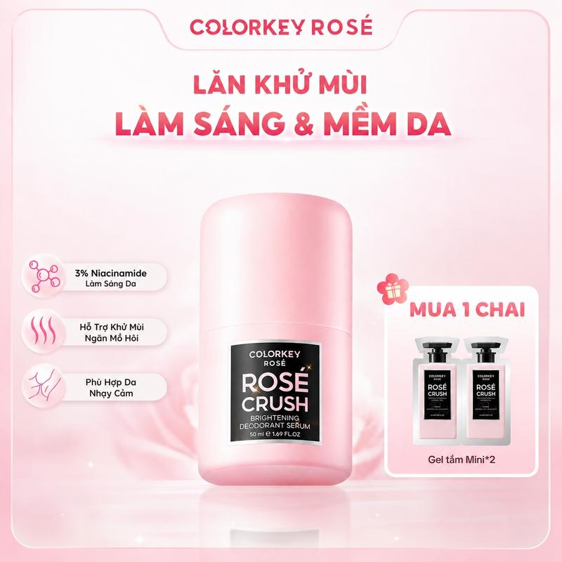Lăn Khử Mùi Colorkey Rose Crush, Khử Mùi Hiệu Quả, Làm Sáng Mềm Da Mỗi Ngày Cao…