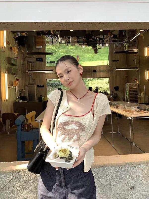 [ HRG ] - Trang Phục Mùa Hè Cho Nữ, Phong Cách Nhẹ Nhàng, Thêu Và In, Hai Dây Dệt Kim, Áo Cardigan Dệt Kim Dễ Phối Đồ Bộ Hai Mảnh