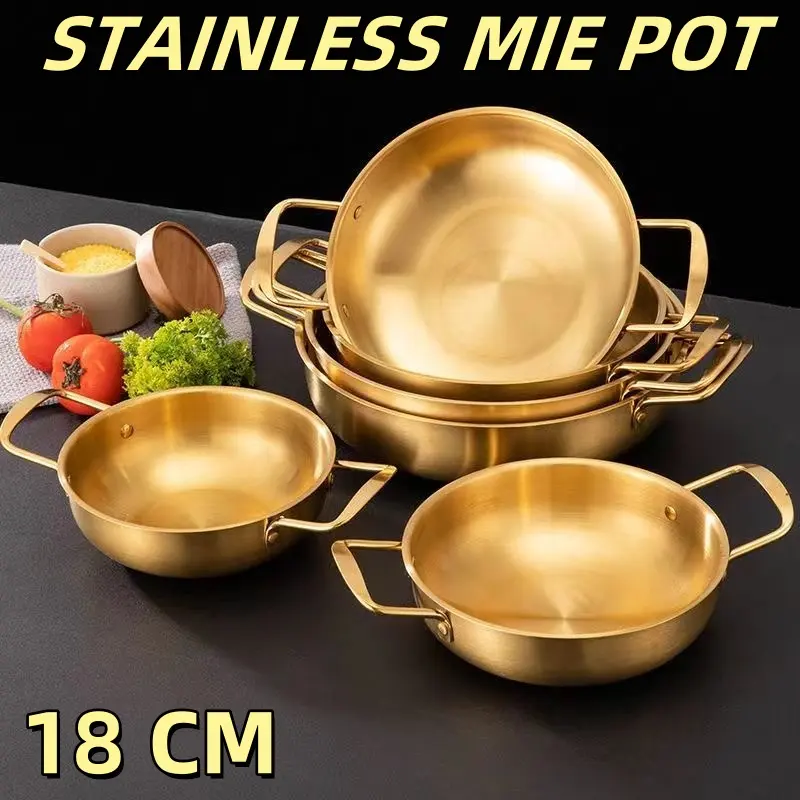 Panci Masak Korean Noodle Soup Pot Stainless Steel - PANCI EMAS Gold Silver