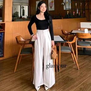 Glamour outfit - LULU Pants - Celana Kulot Trausers Highwaist Celana Wanita dengan Desain Elegan dan Nyaman Panjang Casual Basic Kerja Kantor